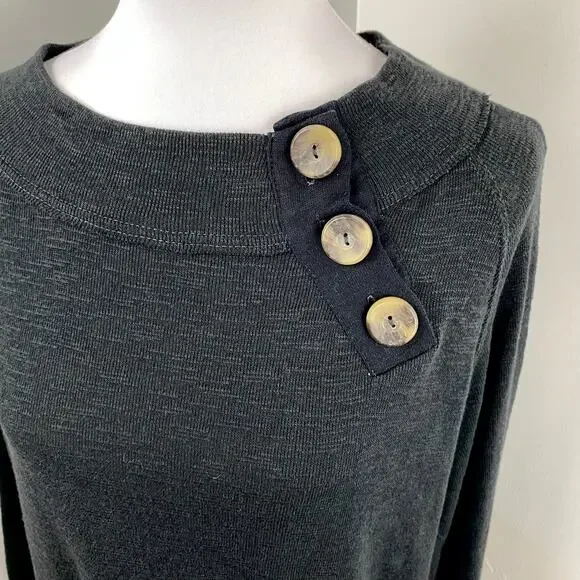 Free People We The Free Black Don’t Forget Me Long Sleeve Knit Top Large - Picture 3 of 11